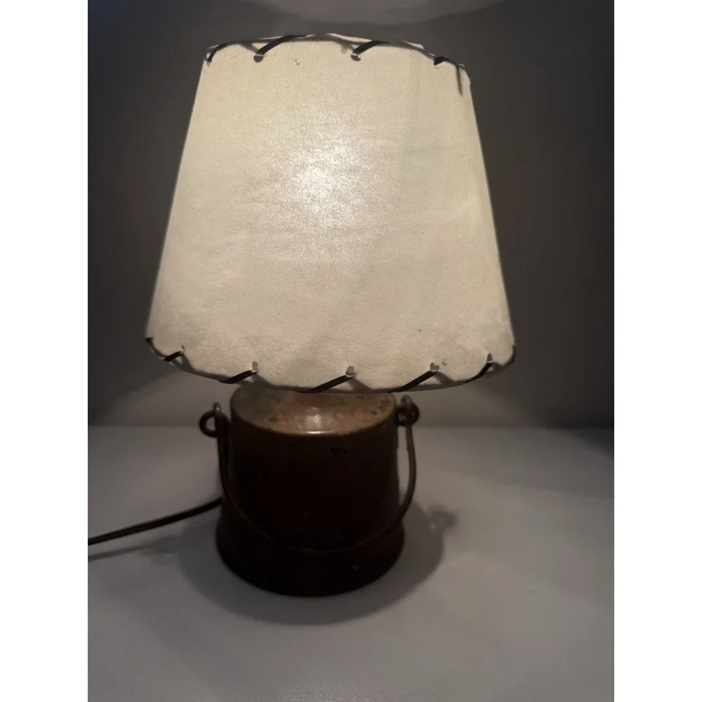 Vintage Solid Copper Lamp With Shade  Art 9